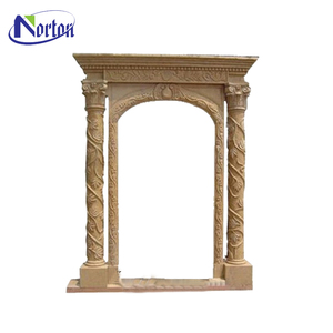 Cadre de <span class=keywords><strong>porte</strong></span> en pierre de granit jaune cintré avec statue d'homme, décoration religieuse occidentale pour la maison - Product Image 4