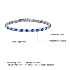 Pulsera de Zafiro Azul <span class=keywords><strong>Nano</strong></span> de Lujo para <span class=keywords><strong>Mujer</strong></span>, Plata de Ley 925, Joyería Romántica Clásica para Boda, Joyería Fina - Product Image 6