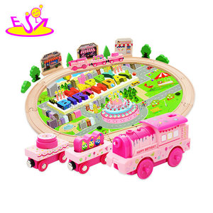 Neue heißesten 90 pcs kinder große holz zug eisenbahn spielzeug mit tisch W04C148 - Product Image 5