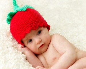 <span class=keywords><strong>Gorro</strong></span> de Fresa de Ganchillo de Lana para Bebé Niña, Venta al por Mayor - Product Image 2