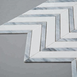 <span class=keywords><strong>Carrelage</strong></span> mosaïque en verre pour mur, <span class=keywords><strong>blanc</strong></span> et bleu, couleur mixte, <span class=keywords><strong>Chevron</strong></span> - Product Image 3