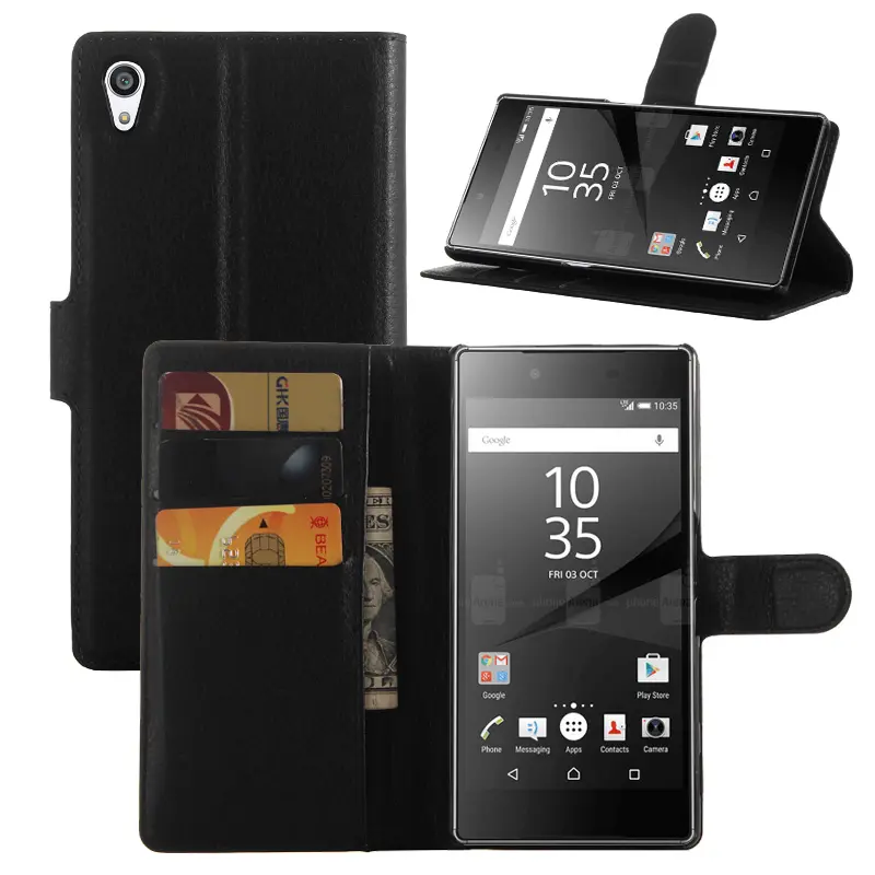 Wallet PU Leather Flip Case Cover For Sony Xperia Z5 Premium