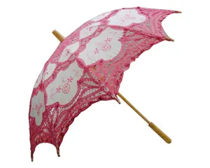 Nuevo diseño promocional de alta calidad hecho a mano personalizado recto de encaje Vintage de la boda paraguas