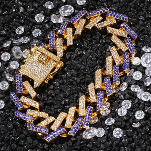 UWIN Günstiger Preis Zweifarbige farbige kubanische Glieder kette Miami Armband Eisige <span class=keywords><strong>2</strong></span> Reihen Strass kubanische Kette Bling Bling Herren Armband - Product Image 5