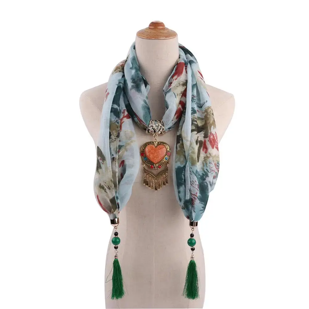 Fashion Indian Style Long Jewelry Accessories Ladies Pendant Embellished Jewelry Crochet Necklace Scarf