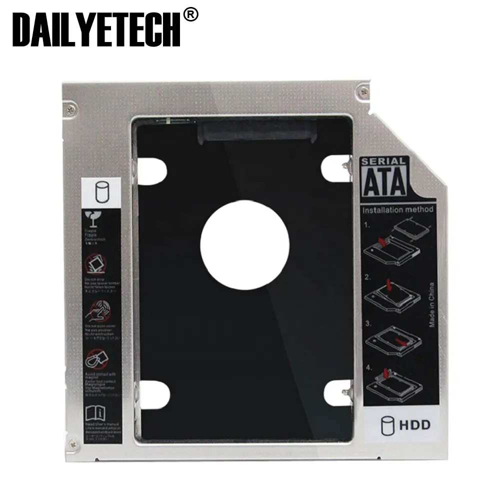 9.5mm Universale SATA 2nd HDD Caddy Hard Disk SSD + Pannello per DVD-ROM Bay Ottico