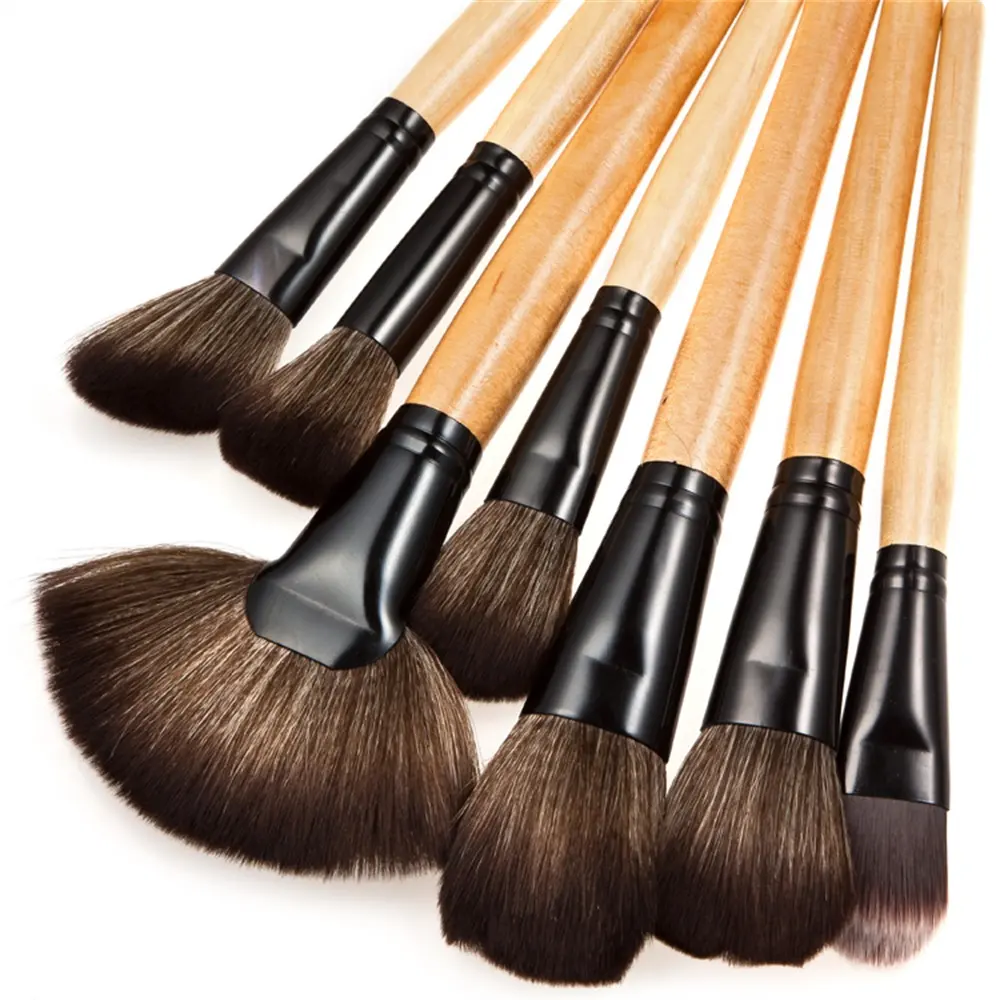 Wooden Charcoal Brushes Make Up 32 Pcs Pieces Makeup Brush Set