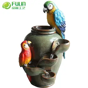 life size resin double parrots water fountain statues animal sculpture water fall fountain