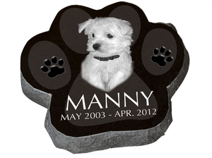 Marcadores <span class=keywords><strong>de</strong></span> Lápida para <span class=keywords><strong>Mascotas</strong></span> <span class=keywords><strong>de</strong></span> Granito Negro Grabados con Láser con Huella <span class=keywords><strong>de</strong></span> Pata - Product Image 3