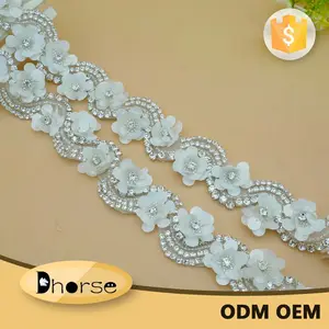 2018 New arrival DIY Craft 3D Flower crystal rhinestone banding for garment accessory