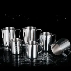 우유 투수 350ml 500ml 900M 스테인레스 스틸 커피 측정 컵 커피 투수 라떼 우유 컵 Frothing 주전자