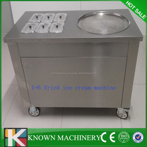 Meilleur vendeur 1 + 6 moule froid glace poêle à frire frit glace crème machine/unique pan frit glace crème rouleau machine - Product Image 4