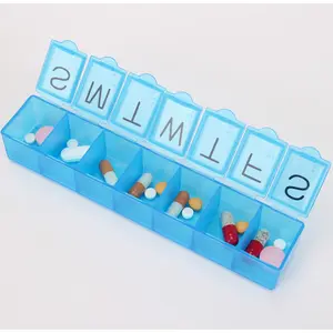 Portallaves de plástico pequeño de 7 días, caja organizadora de píldoras grande, organizador semanal de medicina