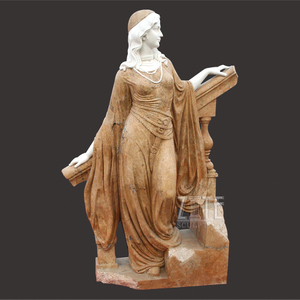 Estatua de mármol tallada a mano de hermosa chica, diseños populares - Product Image 1