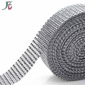 Ruban d'habillage en maille bling à effet strass argenté <span class=keywords><strong>Diamante</strong></span> 24 rangées de bandes décoratives en plastique - Product Image 5