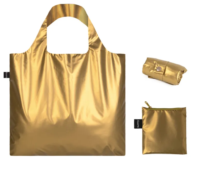 Sunny Century 2020 NEW Polyester Greatly Fasten Promotion Metallic Fabric Shiny Tote RPET Shopping Bags