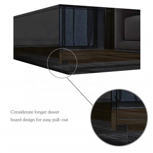 Luxury Modern Rectangle High Gloss Black <strong>Acrylic</strong> <strong>Coffee</strong> Tea <strong>Table</strong> with 4 Storage Drawers for Living Room - Product Image 4