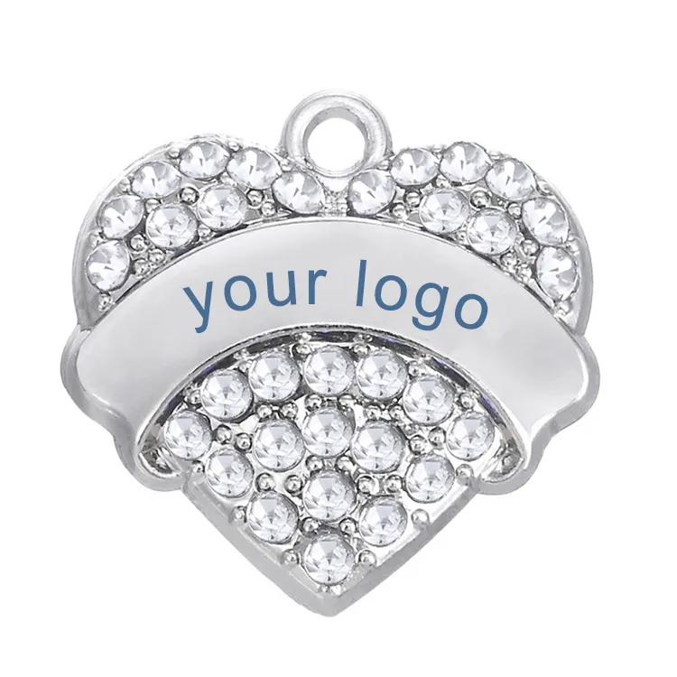 Wholesale Personalized Jewelry Zinc Alloy Crystal Rhinestone Customized Letter Heart Shape Charms