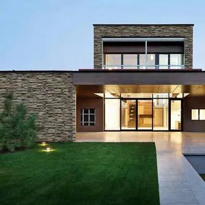 卸売素朴な家の装飾コンクリートグレースレートベニヤ外装乾式石壁クラッディングの種類