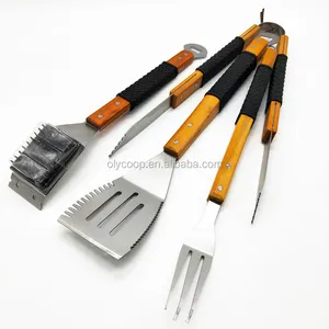 BBQ Tools Turner Fork Tongs Brushes 4pcs Stainless stahl Barbecue Utensils Set