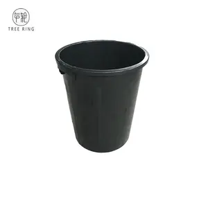 Black Open Top Round Plastic Refuse Container Round Plastic 20 gal For General Waste Collecting