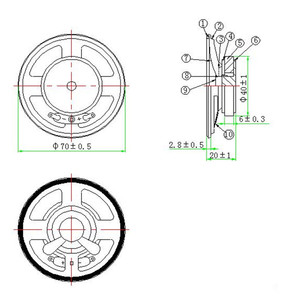 LS70W-1F-R8กริ่งหน้าประตูกันน้ำ<span class=keywords><strong>8</strong></span>โอห์ม3วัตต์70มม. ลำโพงทรงกลม3นิ้ว93dB SPL 4.9V - Product Image 3