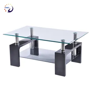 Mesa de centro de cristal pintada en negro, muebles baratos para sala de estar, mesa de centro de té superior de MDF