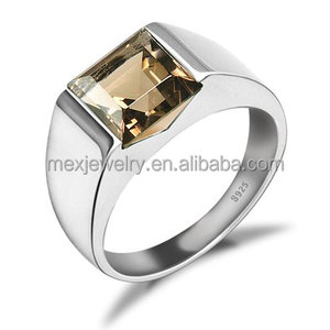 925 <strong>Silver</strong> Square Created Green <strong>Emerald</strong> Diamond <strong>Ring</strong> for Boys - Product Image 5