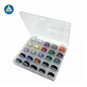 Sewing machine usage plastic bobbin with colorful thread in polyester material