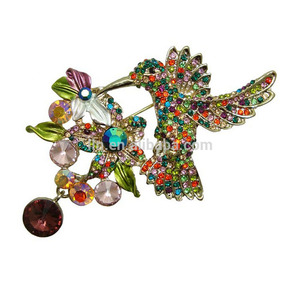Alas colibrí flor broche de cristal broche de pájaro Pin - Product Image 2