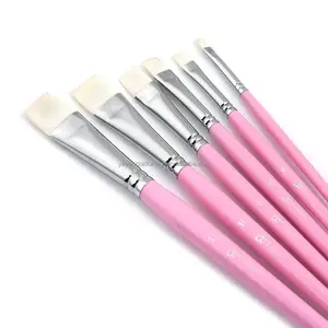6 PCS/SET सफेद सिंथेटिक नायलॉन बाल गुलाबी कम संभाल बच्चों पानी के रंग का कलाकार पेंट ब्रश