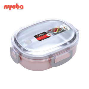 Оптовая продажа, портативный изоляционный Ланч-бокс 850 мл, эллипс, герметичный, пищевой пластик, нержавеющая сталь 304, для улицы, для студентов и детей - Product Image 1
