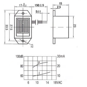 บัซเซอร์แบบกลไก 23 มม. 16 มม. 400Hz 3V 5V พร้อมสายไฟ บัซเซอร์ทรงสี่เหลี่ยม - Product Image 6
