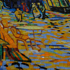Cafe Terrace at Night Backsplash mattonelle di mosaico di vetro murales piastrelle per hotel lobby decorazione - Product Image 3