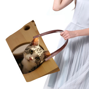 Tas Tangan Wanita Motif 3D Kucing Lucu Kustom Baru Tas Tangan Modis untuk Wanita - Product Image 2