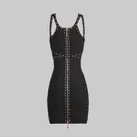 L141 front zipper party dress custom 2020 fashion design off shoulder black dresses