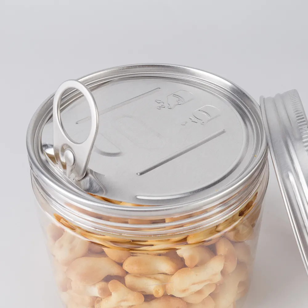 食品容器透明PETプラスチック缶詰ジャーカラー蓋付き250ml 300ml 400ml 500ml 1000ml