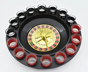 Дорожка для казино, 16 чашек, стеклянная рулетка, колесо для питьевой игры, рулетка