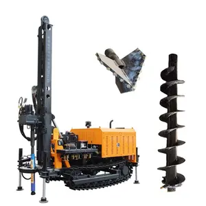 YCW180 crawler auger drill rig with auger pipe and three wing drill bit for soil