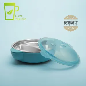 LULA不含BPA的三格菜316不锈钢防漏分隔幼儿板易于清洁婴儿食品托盘