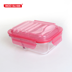 Ecológico de vidrio personalizada Bento almuerzo caja a prueba de fugas con <span class=keywords><strong>cubertería</strong></span> - Product Image 3