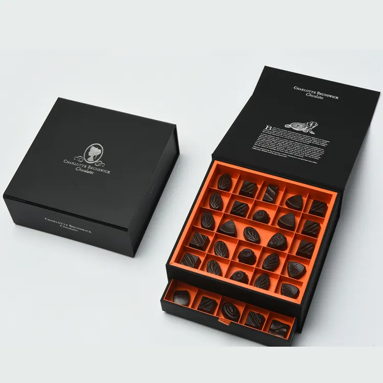 Gift Box Black Custom Handmade Black Luxury Paper Cardboard Chocolate Bar Gift Packaging Empty Chocolate Box For Candy