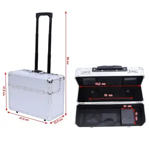 Professionele aluminium rolling aktetas met wielen pilot trolley case