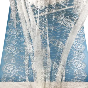 Vải Ren Lưới Lông Mi Pháp Màu Đen Trắng Be Mềm Mại Chantilly Cổ Điển Bán Chạy Dành Cho Quần Áo Viền 3*1.5 Mét - Product Image 1