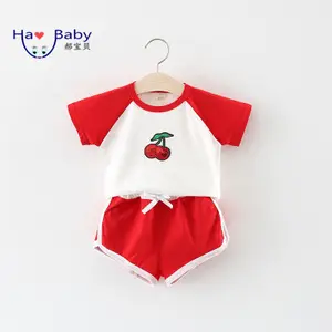 Hao Baby Children Suit Wholesale Summer Solid Color Embroidered Top with Pants Girls Wear Girl Clothing Set Summer