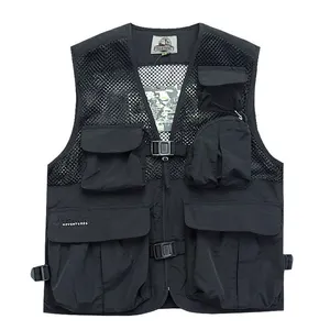 Gilet da pesca da golf casual da uomo traspirante da esterno nero personalizzato