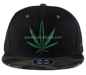 2020 Hot Sell High Quality Camo Brim 3D Puff Embroidery Weed Leaf Snapback Cap