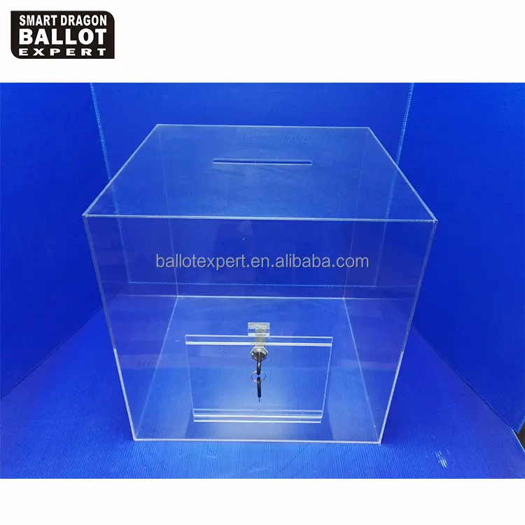 Grande cubo de votação bloqueável acrílico, sugestão meia caixa transparente