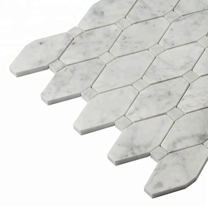 Carrelage mural de salle de bain <span class=keywords><strong>Douche</strong></span> plancher dosseret De Cuisine <span class=keywords><strong>Italienne</strong></span> en marbre Blanc Bianco Carrara Octave mosaïque - Product Image 4