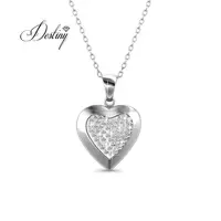 Destiny Jewellery DIY jewelry heart shape photo frame locket pendants made with Crystal